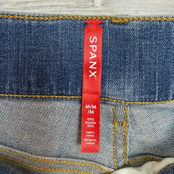 SPANX Seamed-Front Wide Leg Jeans - Blue Pull-On Shaping Denim - Size M - Picture 2 of 13